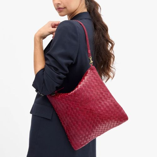 Foldover Clutch - Woven Diagonal w/Strap - Clare V.