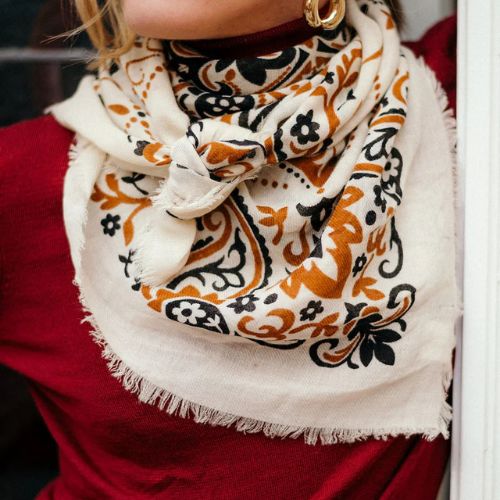 Wool/Silk Scarf - 100x100cm- Maison Lecomte Flament