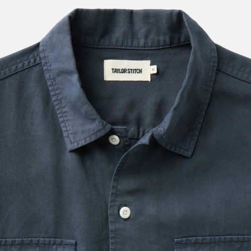 Shore Shirt in Navy Lyocell -Taylor Stitch