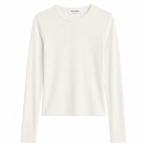 Ivana Micro Modal Cashmere Rib LS Shirt - Natural - Perfect White Tee