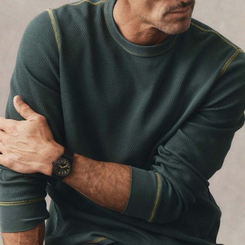 Organic Cotton Crew in Dark Forest Waffle - Taylor Stitch