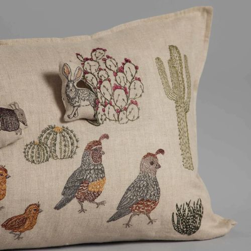 Desert Quail Crossing Pocket Pillow - Coral & Tusk