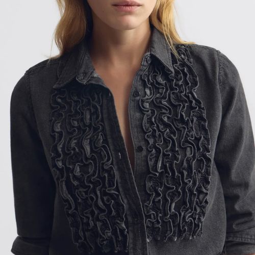 Emilie Denim Ruffle Shirt - Nili Lotan