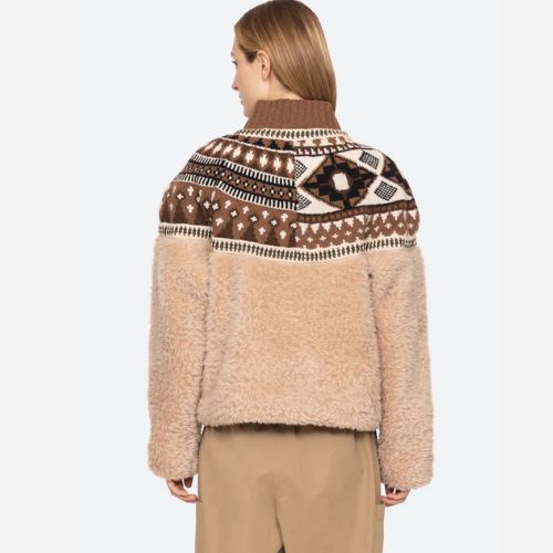 Linea Fair Isle Knit Combo Fleece Jacket - Sea NY