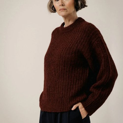 Lofty Alpaca Crewneck - Deep Maroon - Bare Knitwear