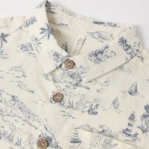 Kid's Collared Short Sleeve Shirt  - Ocean Toille
