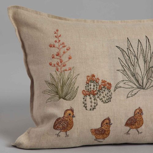 Desert Quail Crossing Pocket Pillow - Coral & Tusk