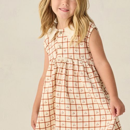 Collared Babydoll Dress  -  Cherry Check