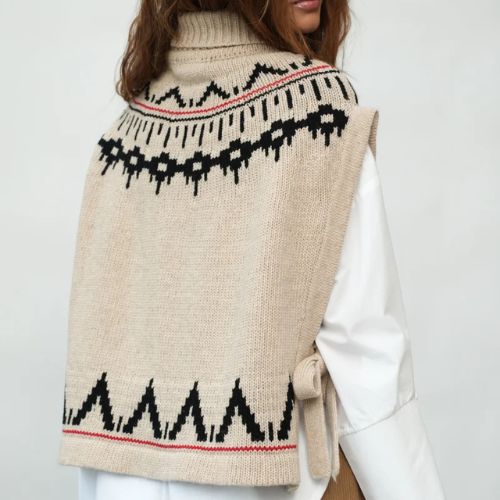 Kanon Wool Vest in Cream Marl Fair Isle - Beaumont Organic