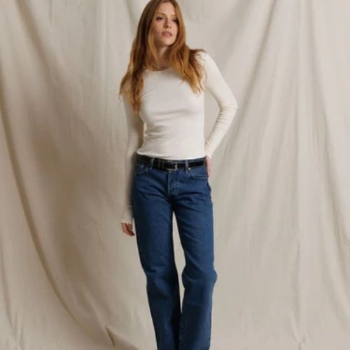 Ivana Micro Modal Cashmere Rib LS Shirt - Natural - Perfect White Tee