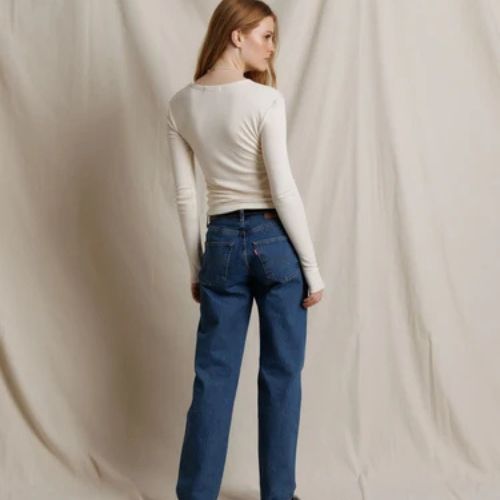 Ivana Micro Modal Cashmere Rib LS Shirt - Natural - Perfect White Tee