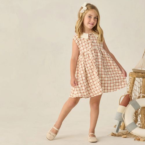 Collared Babydoll Dress  -  Cherry Check