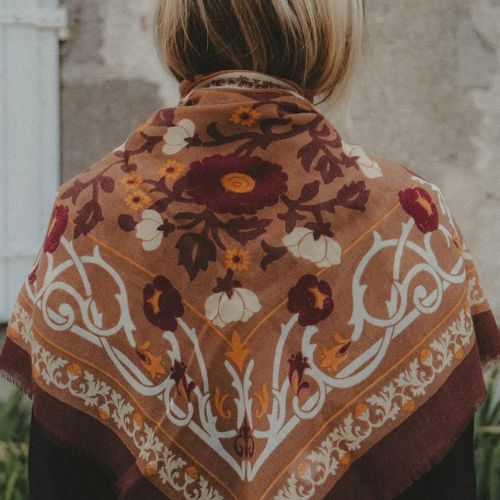 Wool/Silk Scarf - 100x100cm- Maison Lecomte Flament