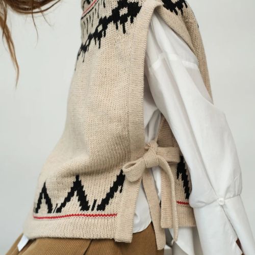 Kanon Wool Vest in Cream Marl Fair Isle - Beaumont Organic