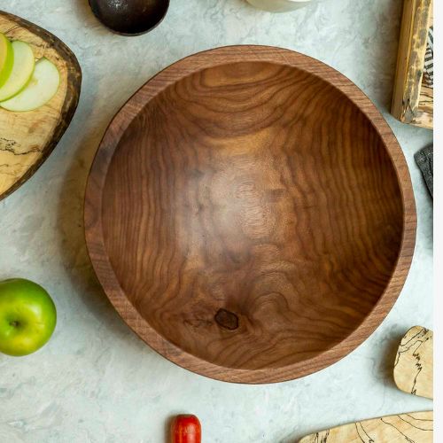 13" Black Walnut Wood Bowl - Peterman's Boards & Bowls