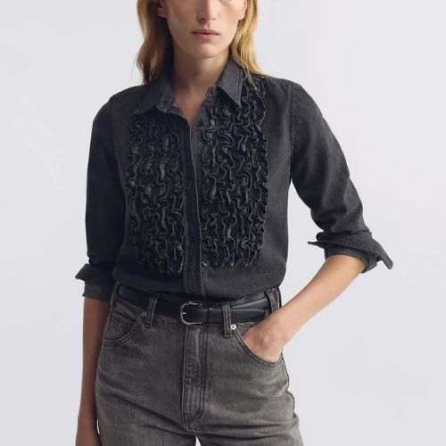 Emilie Denim Ruffle Shirt - Nili Lotan