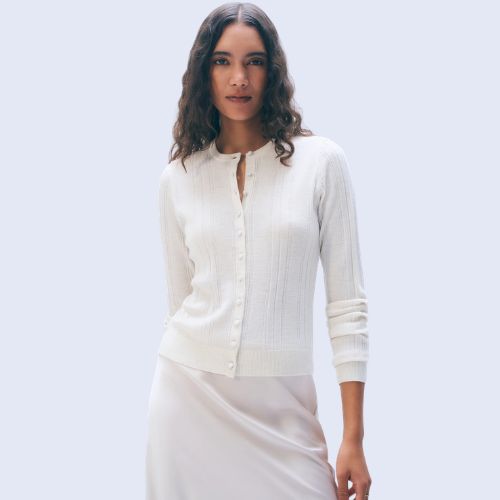 Superfine Merino Wool Cardigan - White + Warren