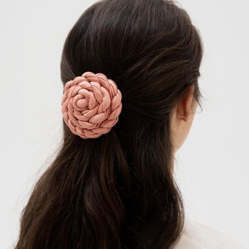 Plisse Satin Silk Round Hair Clip - Azur