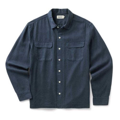 Shore Shirt in Navy Lyocell -Taylor Stitch