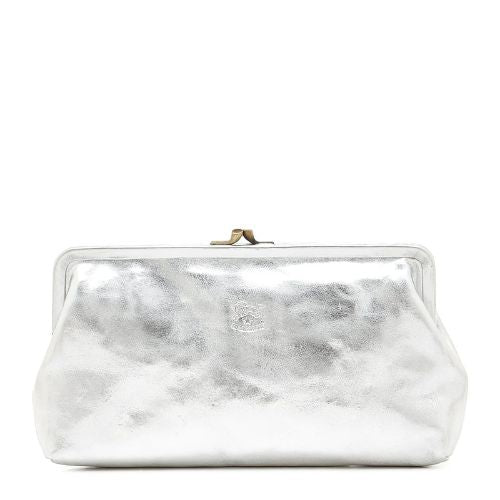 Manuela Classic Clutch Metallic Silver - Il Bisonte