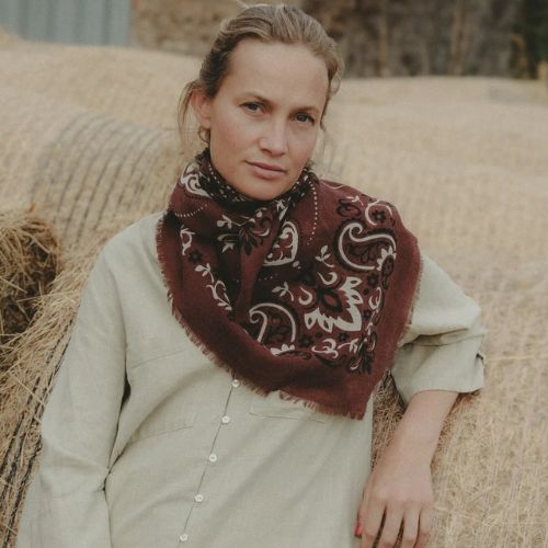 Wool/Silk Scarf - 100x100cm- Maison Lecomte Flament