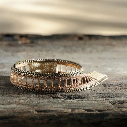 1D003 Double Wrap Bracelet w/ Vintage Ribbon  - Marie Laure Chamorel