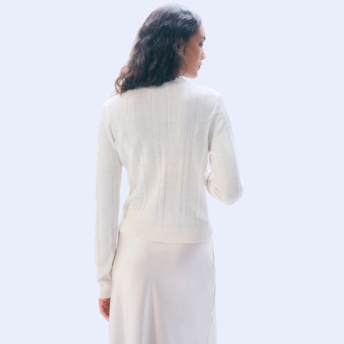 Superfine Merino Wool Cardigan - White + Warren