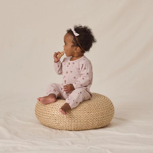 Waffle Long Sleeve Jumpsuit Hearts  - Rylee + Cru