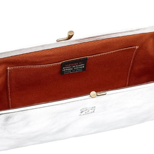 Manuela Classic Clutch Metallic Silver - Il Bisonte