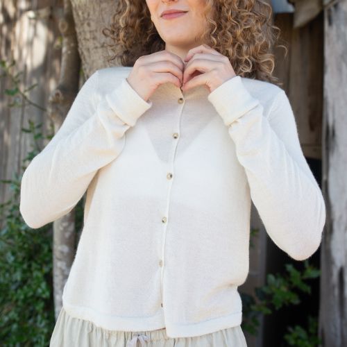 Super Fine Crewneck Cardigan -Lauren Manoogian