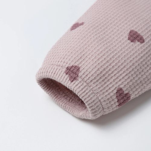 Waffle Long Sleeve Jumpsuit Hearts  - Rylee + Cru