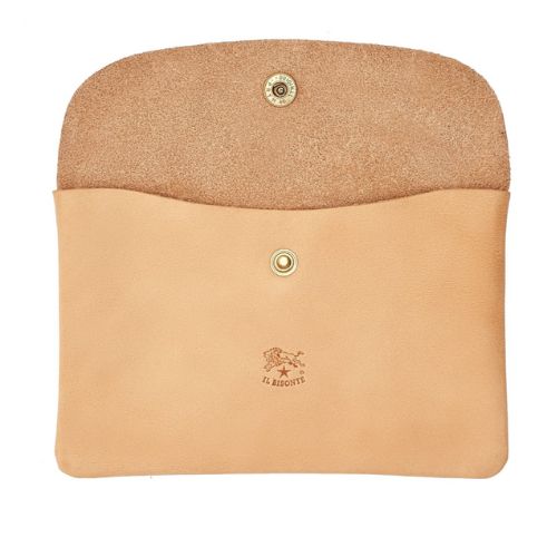 Unisex Leather Snap Pouch in Natural - Il Bisonte