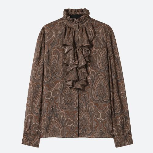 Lily Blouse - Khaki Paisley - Nili Lotan