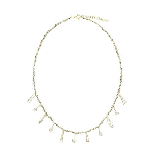 N. 607 - Diamond Pendants and Fringe Necklace - Silver/Grey - Marie Laure Chamorel