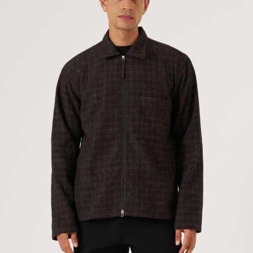 Brown Cedar Check Zip Shirt - Universal Works