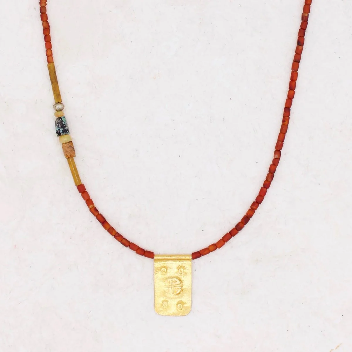 Antique Red Agate w/ Rectangle Talisman Necklace - River Song