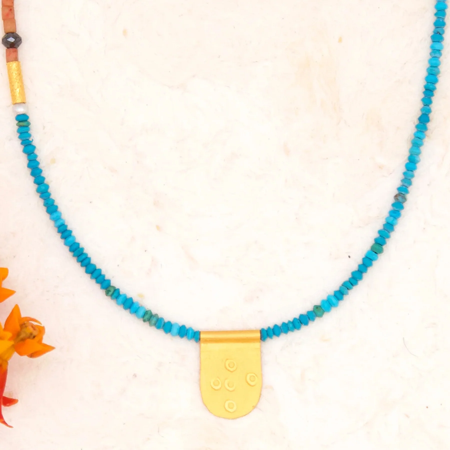 Brilliant Blue Turquoise with Tiny Tab Talisman Necklace F20803 - River Song