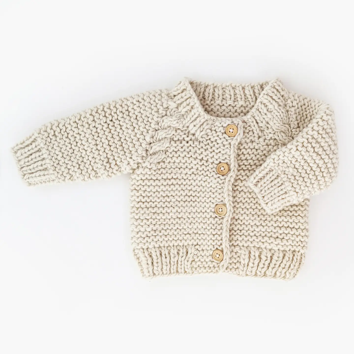 Natural Garter Stitch Cardigan - Huggalugs