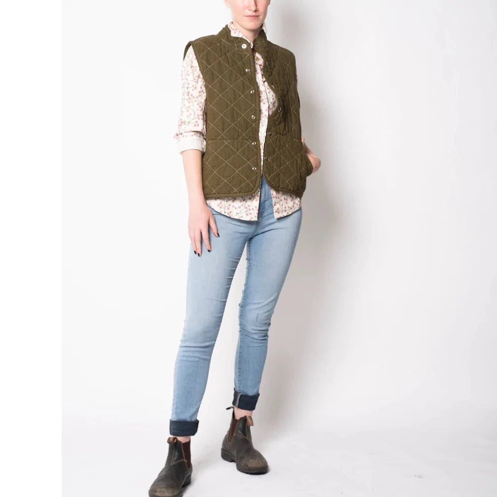 Quilted Snap Vest - Utility Canvas